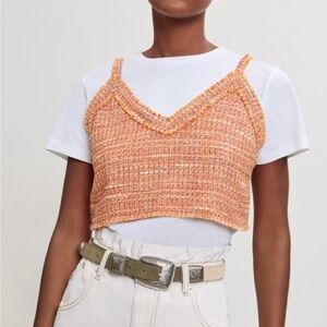 Maje Orange Tweed Women's 2 piece Skirt and top set BNWT